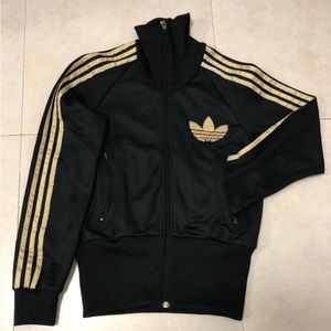 Adidas Black & Gold Sequin Sweater (Great Condition) 53% Cotton , 47% Polyester